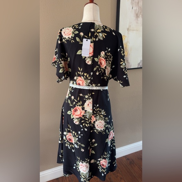 Floral print kimono lace detail cardigan - Picture 5 of 7